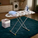Kuber Industries 18 Inch Adjustable & Foldable Iron Stand for Clothes & Sarees | Quick Pressing Board | Ironing Table for Home | Blue