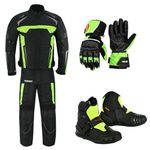 PROFIRST Motorcycle Clothing Suit - 2 Piece Motorbike Armored Suit Waterproof Biker Jacket and Trouser with Motorbike Boots Shoes & Motorcycle Gloves - CE Armor for All Weather