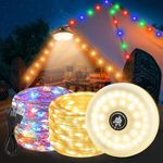 DAJILI Camping String Lights, 33Ft/10M 100 LED Portable Outdoor Camping String Lights Reel with 8 Modes, 2000mAh Rechargeable Camping Fairy Lights for Tents, Backyard, Halloween, Party Festival Decor