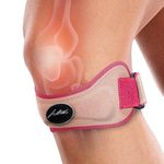 Dr.Arthritis Doctor Developed Patella Tendon Strap & Doctor Handbook - knee Strap/Brace And - Patellar Tendonitis Jumper S Knee -Runner S Knee, Itbs, Chondromalacia (Pink, Single)