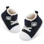 JOINFREE Infant Winter Boots Non-Slip Rubber Sole Indoor House Shoes for Baby Girls Boys Outdoor Cozy Booties Navy 12-18 Month Infant