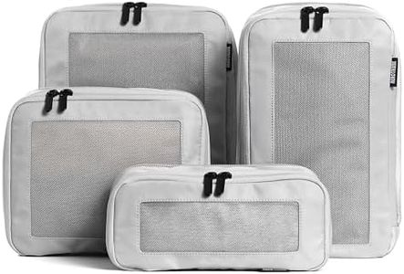 Aerotrunk Compression Packing Cubes for Travel - Luggage Organizer Bags - Double Zipper Packing Cubes for Suitcases (4-Pack, Light Grey)
