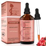 Rosehip Oil 100% Cold Pressed Pure Certified Organic Oil 100ml Best Known Facial Oil with Vitamin E, Vitamin C, B-carotene and a Form of Vitamin A