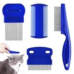 4 Pcs Flea Comb for Cat Dog, Flea Lice Comb, Pet Flea Combs, Removal Lice Comb Fine Tooth, Metal Flea Comb for Cats, Lice Combs Fine Tooth Comb Grooming Set