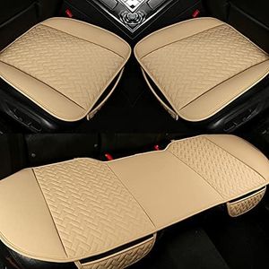 West Llama Full Set Car Seat Covers for Front and Rear Bottom Seats Only, Luxury PU Leather Car Seat Pads Protectors Waterproof and Wear-Resistant,Beige