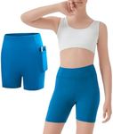 MEJING Girls Volleyball Shorts Size 10-12, Kids Royal Blue Biker Athletic Shorts, Youth Cheer Dance Yoga Gymnastics Shorts Pockets