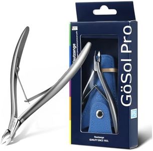 Pro Cuticle Trimmer - Stainless Steel Cuticle Nippers Scissors 1/2 Jaw Ultra-Sharp Cuticle Remover Cutter for Manicure Tool, Includes Blue Leather Case