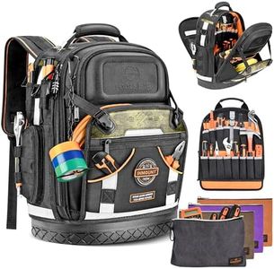 Tool Backpack Bag, Electrician Tool Bag 78-Pockets & Loops Tools Bag HVAC Tool Bags for Men, Heavy Duty Storage Construction tools Backpack (style1+4pcs)