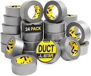 Duct Tape Heavy Duty Waterproof - Silver Tape 90 Ft x 2 In - 24 Roll Pack Duct Tape Bulk - Flexible, No Residue, Strong, Tear by Hand and All-Weather Tape - Waterproof Tape for Outdoor Use, B2B, DIY