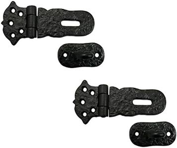 Adonai Hardware "Paran" Heavy Duty Antique Cast Iron Safety Locking Hasp and Staple(4" x 2 Pack, Matte Black) for Vintage Pirates Treasure Chest, Trunks, Wooden Jewelry Box, Cases, Furniture and Sheds