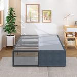 Lutown-Teen 18 Inch Queen Bed Frame with Cover Skirt, Heavy Duty Steel Slat Support Metal Platform Bed Frame Queen Size No Box Spring Needed, Easy Assembly, Black and Blue