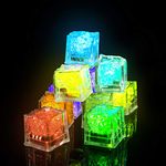 6 Pack of Square Bright LED Ice Cubes Reusable Ice Cubes Whiskey Stones Fake Ice Cubes Liquid Activated Flashing Ice Cubes Water Sensor Light Up Cubes LED Light Bar Gin Ice Cubes Decorative Freezable