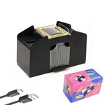 Automatic Rechargeable Card Shuffler Machine 1-4 Deck, Electric Casino Poker Card Shuffling, USB/Battery Operated for UNO, Texas Hold'em, Home Card Games, Blackjack