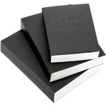 Elsjoy Set of 3 Sketchbook & Drawing Notebook, A5/A4/B5 Blank Sketch Book Travel Journal Notebook with Thick Paper for Drawing & Sketching, Black, Each 128 Sheets/256 Pages