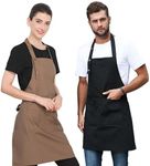 Yotsuba Apron, Unisex Bib Apron, Upgraded Waterproof Canvas, Adjustable, Multiple Large Pockets, Wear-Resistant for BBQ, Kitchen, Hairstylist, Waiters, Artists, Beauticians, Bar Shop (Black)