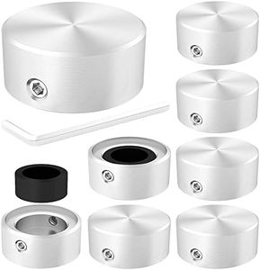 DaierTek Footswitch Topper Metal Foot switch topper with 2 Set Screws Rubber Insert Pedal Buttons Cap Silver for Guitar Effect Pedal Stomp Foot Switch -8Pcs