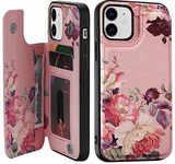 Crosspace Compatible with iPhone 12/iPhone 12 Pro 5G 6.1 inch,Case Wallet for Women and Girls with Card Holder&Special Design,Premium PU Leather Flip Case for Crosspace (6.1",2020) Pink Flower