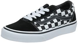 Vans Unisex Kids Ward Suede/Canvas Sneaker, Black Checker Black True White Pvj, 4 UK