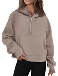 Oyamiki Womens Half Zip Sweater Hoodie Fleece Lined Pullover Sweatshirts Long Sleeve Crop Workout Tops