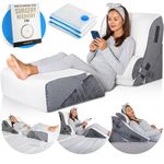 Luxone 5 Pcs Adjustable Relaxing System w/ Leg Elevation Pillow - Perfect Orthopedic Set for After Surgery Memory Foam Bed Wedge Pillows Back Support, Pain Relief & Post Recovery, Charcoal Grey