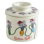 Butter Bell - The Original Butter Bell Crock by L Tremain, a Countertop French Ceramic Butter Dish Keeper with Lid for Spreadable Butter, Farmhouse Collection (Honey Bee Christmas Pattern)