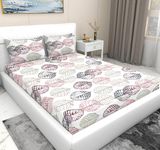 RD TREND Presents Bedsheet for King Size Bed 210 TC, Size- 108/100 Inchs (274/254 CM),Polycotton King Size Bedsheet with 2 Pillow Covers(18/28 Inchs) Color- Cream Pattern- Leaves