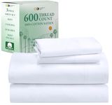 California Design Den -Twin Sheet Set 100% Cotton Sheets, 600 Thread Count, Deep Pocket, Soft & Crisp White Sheets Set, 3 Pc Twin Sheets Set, Sateen Weave, Beats Egyptian Cotton Claim (Bright White)