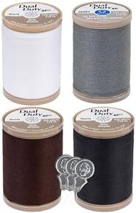 Coats & Clark Heavy Duty Thread S950-125 Yards Each Spool - 4 Color Value Pack Bundle with Bella's Crafts Needle Threaders (White Slate Chona Brown Black)