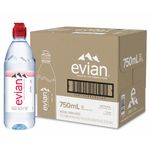 evian Natural Spring Water 750 ml Sport Cap, 12 Count