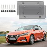 MAQIHAN Tinted License Plate Cover - License Plate Protector Front and Rear Smoked Plastic License Plate Frame Shield Convex Acrylic Car Tag Cover for Women and Men Universal Anti Theft