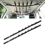 Raynesys 2 Pack Vehicle Fishing Rod Holder, Car Adjustable Fishing Rod Holder Fishing Rod Rack, Easy Install Fishing Car Rod Carrier Belt Strap for Long Travel and Fishing for SUV, Wagons, Van, Black