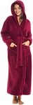 Alexander Del Rossa Womens Fleece Robe, Long Plush Hooded Bathrobe, 1 X 2X Burgundy (A0304BRG2X)