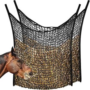 Fabbay 2 Pcs Slow Feed Hay Net Hay Feeder Hay Bags for Horses Goat Stall Trailer Horse Feeding Supplies (Black,35 x 31 Inch)