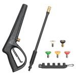 WXNANY Replacement Pressure Washer Gun Power Spray Car Wash Gun with Extension Wand M22-15mm Thread Fitting 5 Nozzle Tips and Holder, 2600PSI 6GPM