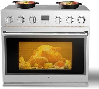 36" Electric Range Oven with 6 Heating Elements Cooktop, 6 Functions Convection Electric Oven, 6 Cu.Ft Capacity, Stainless Steel, Clock, Smooth Glass Top
