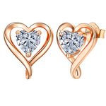 LAVUMO Sterling Silver Earrings for Women Silver Gold Rose Gold Stud Heart Earrings Set Hypoallergenic Jewellery for women Birthday Anniversary Christmas Valentine Gifts for Her