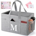 Large Tote Bag for Women, Utility Reusable Grocery Bags Heavy Duty w Handles, Reusable Shopping Bags for Groceries, Storage, Travel Personalized 60th Friend Birthday Christmas Gifts w Card Gift Box M