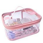 FIYUK Toiletry Bag Makeup Cosmetic Clear Bag Portable Waterproof Transparent Travel Large Storage