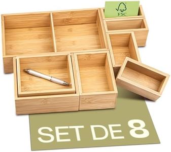 Organiseur de tiroir Bois de bambou durableFSC®- 8 pièces - Pour la cuisine, la salle de bain et le bureau