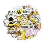 BeeKind Sticker Mega Pack for Laptop, Hydroflask, Water Bottle, Computer, Case Phone, Skateboard, Cute Waterproof Vinyl Stickers Decals for Kids, Girls and Teens, Bees Aesthetic Labels (36 Pcs)