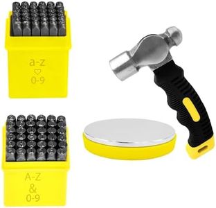 76Pcs Metal Stamping Kit, 1/4"(6mm) Font Uppercase & 1/8"(3mm) Lowercase Letter & Number Punches+ Steel Block+Metal Stamping Hammer(74Pcs 6mm+ 3mm)