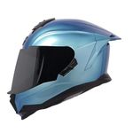 Steelbird SBH-57 Fighter ISI and DOT Certified Full Face Helmet for Men and Women with Inner Chrome Sun Shield (Medium 580 MM, Glossy Steelbird Sapphire)