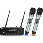 Wireless Microphone with Bluetooth?Echo/Treble/Bass, 165 ft Range, Bietrun UHF Dual Handheld Cordless Dynamic Mic System for PA System/AMP/Home TV Karaoke/Bluetooth Speaker/(1/4''?1/8‘’AUX Interface)