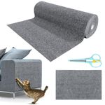 Self-Adhesive Cat Scratching Mat 78.7"x15.7", Cat Scratch Protector, Cat Scratching Pad Replacement, DIY cat Scratching Carpet Protector for Couch, Wall, Corner, Furniture, Sofa, Divan(Light Grey)