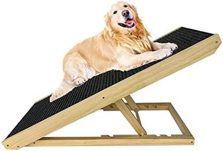 LZQ Escalier pour chien de voiture pliable pour petits chiens et chats, échelle de chien portable réglable en hauteur en bois avec tapis antidérapant pour lit, canapé, 100 cm de long