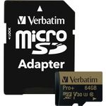 Verbatim 64GB Pro Plus 600X microSDXC Memory Card with Adapter, UHS-I V30 U3 Class 10