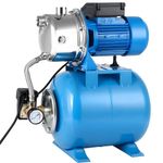 1HP Shallow Well Pump with Pressure Tank, Maximum Head 157FT, 1320GPH 115V Automatic Water Booster Jet Pump for Home, Garden, Lawn