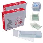 BOJACK 100 Pcs Pre-Cleaned Microscope Slides with Ground Edge and 200 Pcs Pre-Cleaned Microscope Cover Glasses with 4 Plastic Droppers