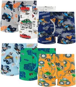 JAHSIYI Boys Underwear Size 10-12 Boxer Briefs Age 11 12 Year Old Big Kids Cotton Boxers Large Stretch Underpants Monster Truck Theme Undies Sz L Child Clothes