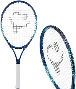 Kids Tennis Racket with Training Videos – 25 Inch Aluminum Youth Tennis Racket with Neoprene Handle for Children Age 5-12 – Learn Faster and Play Better by Street Tennis Club, Navy Blue